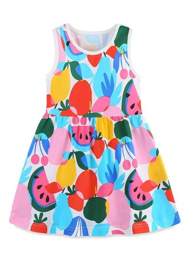 YUNIQEE Multicolour A-Line Crew Neck Printed Dress
