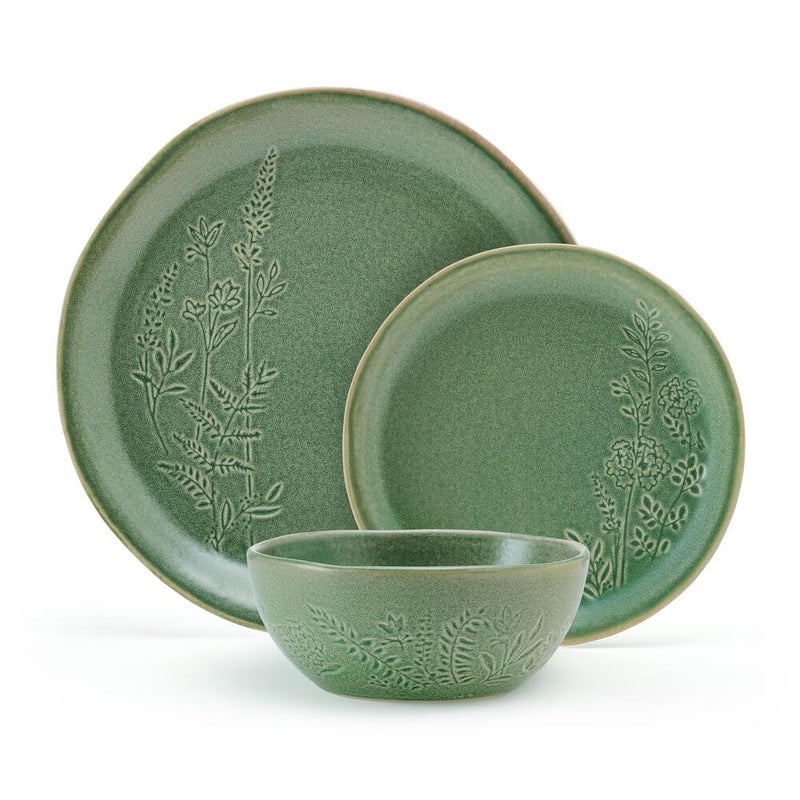 Pfaltzgraff Carrie 12 Piece Dinnerware Set, Service for 4, Green - Image 3