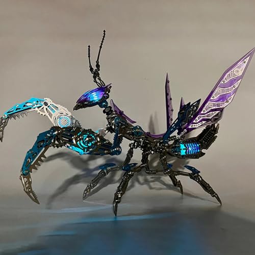 Metalkitor 3D Metal Puzzles for Adults Giant Mantis Model Kit Steampunk DIY Ornament Assembly Jigsaw Crafts Brain Teaser Perfect Room Decor and Gift Choice1200PCS Purple - Image 1