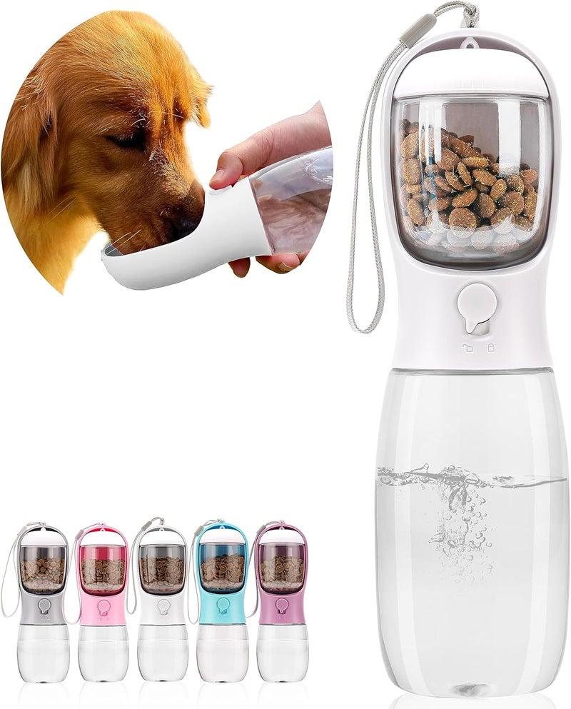AVELORA Dog Water Bottle,Portable Pet Water Bottle with Food Container,Outdoor Portable Water Dispenser for Cat,Puppy,Pets for Walking,Hiking,Travel,Puppy Essentials,Dog Stuff(19oz) - Image 1