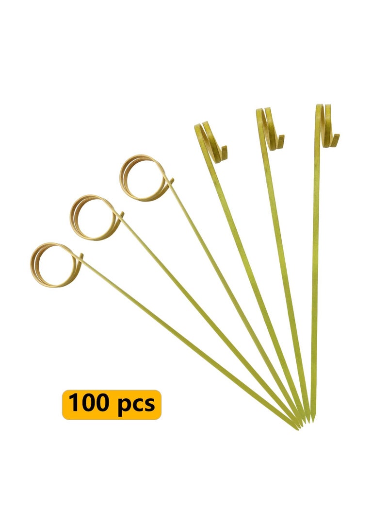 Y&D 100 PCS Bamboo Skewers 4.72 Inch with Looped Ring, Food Picks, Party Toothpicks for Appetizers, Barbecue Snacks, Club Sandwiches  - Image 2