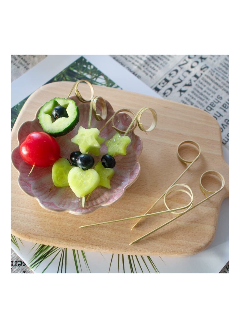 Y&D 100 PCS Bamboo Skewers 4.72 Inch with Looped Ring, Food Picks, Party Toothpicks for Appetizers, Barbecue Snacks, Club Sandwiches  - Image 5