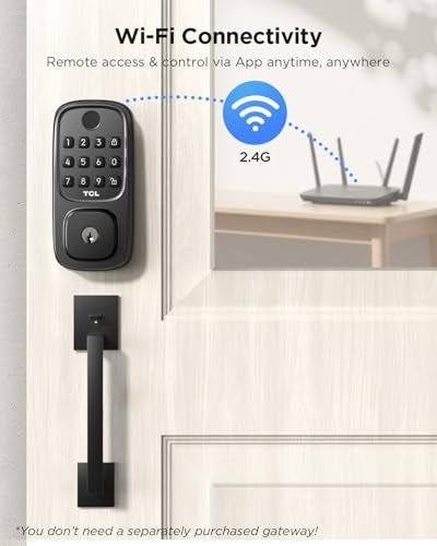 TCL Smart Lock D1, Fingerprint Keyless Entry Front Smart Door Lock, Wi-Fi Keypad Deadbolt, Works with Alexa, Easy Installation, Remote Control, Auto-Lock(Black) - Image 3