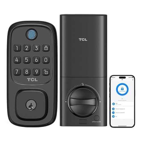 TCL Smart Lock D1, Fingerprint Keyless Entry Front Smart Door Lock, Wi-Fi Keypad Deadbolt, Works with Alexa, Easy Installation, Remote Control, Auto-Lock(Black) - Image 1
