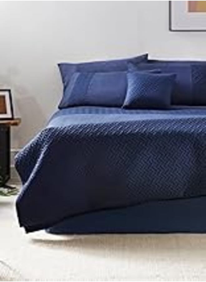 Matalan Matalan Pinsonic Panel Duvet Cover, Double Size, Navy 