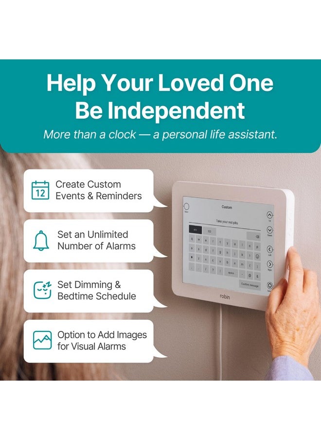 ROBIN - Robin Clock 2024 with Day and Date for Elderly, Clocks for Seniors, Dementia Clock, Digital Calendar Clock Elderly, Bedside Clocks Seniors, Alzheimers Products, Dementia Clocks Extra Large, White - Image 1