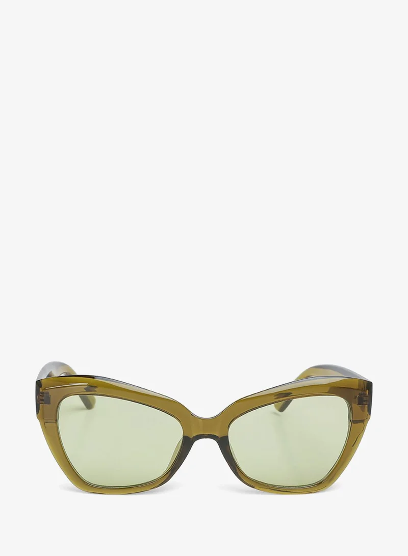 London Rag Chunky Cat Eye Sunglasses in Light Olive Green