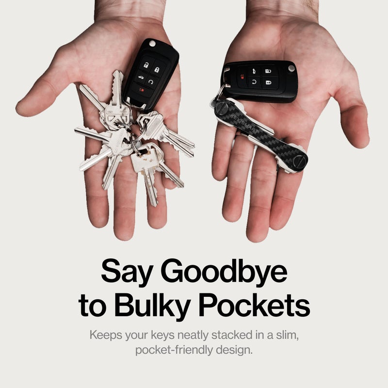 key smart KeySmart Original Key Holder - Compact Key Organizer for Key Chain, Minimalist Clutter-Free EDC Keychains Key Ring, Carbon Fiber 3k, 14 Keys - Image 2