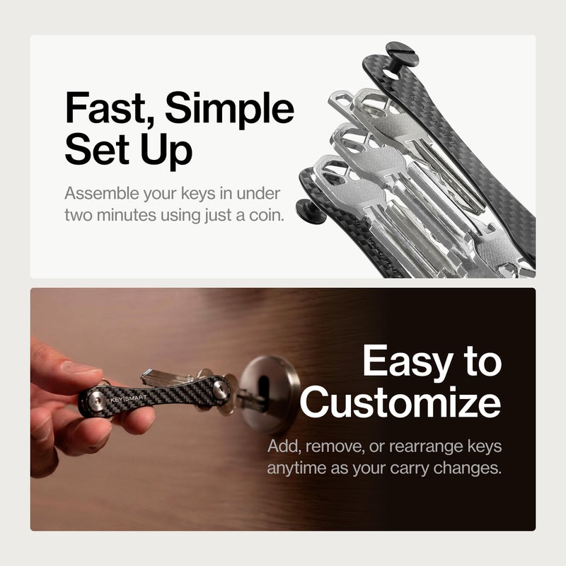 key smart KeySmart Original Key Holder - Compact Key Organizer for Key Chain, Minimalist Clutter-Free EDC Keychains Key Ring, Carbon Fiber 3k, 14 Keys - Image 4