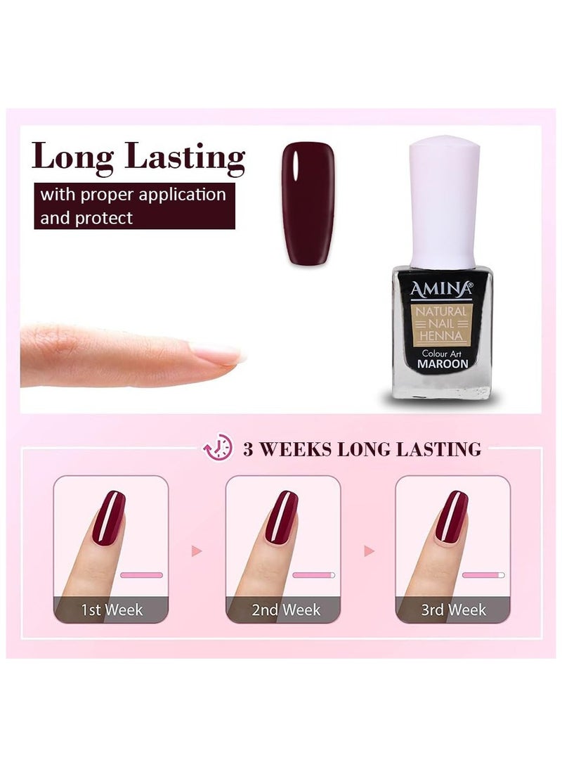 Amina Instant Nail Henna Polish Combo Of Dark Brown, Cherry Red, Maroon & Black Color Mehendi Bottle | Vegan & Halal Nail Polish For Women & Girls | Without Chemicals | Long Lasting | Ready To Use  Stain | (10 ml x Pack Of 4) - Image 4