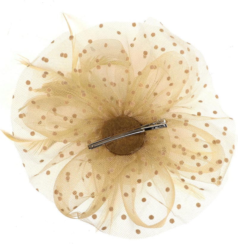Wheebo Fascinator Hat Flower Feather Mesh Veil Wedding Tea Party Cocktail Hat Headwear for Women Lady Girls - Image 3