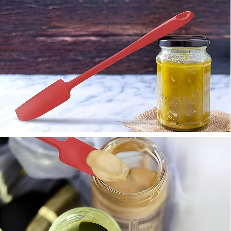Sugalsu Silicone Jar Spatulas Small Seamless Design Scraper with Stainless Steel Core Heat Resistant and Non Stick Mini Spatula for Jars and Blenders Set of 3 Red - Image 4
