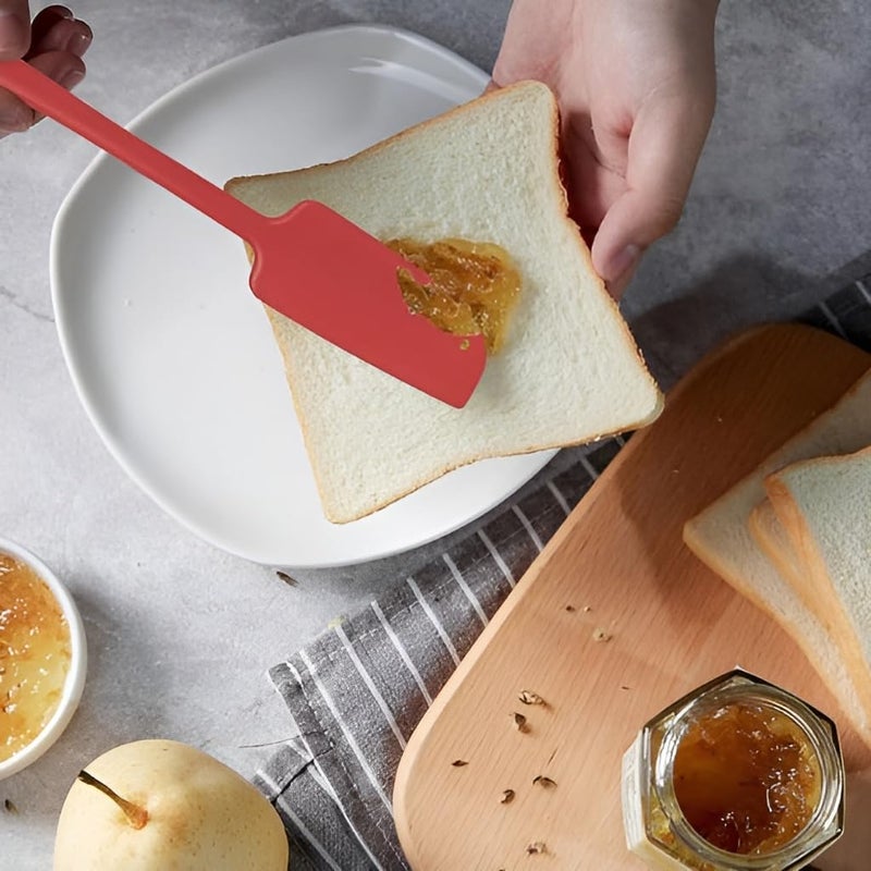 Sugalsu Silicone Jar Spatulas Small Seamless Design Scraper with Stainless Steel Core Heat Resistant and Non Stick Mini Spatula for Jars and Blenders Set of 3 Red - Image 3