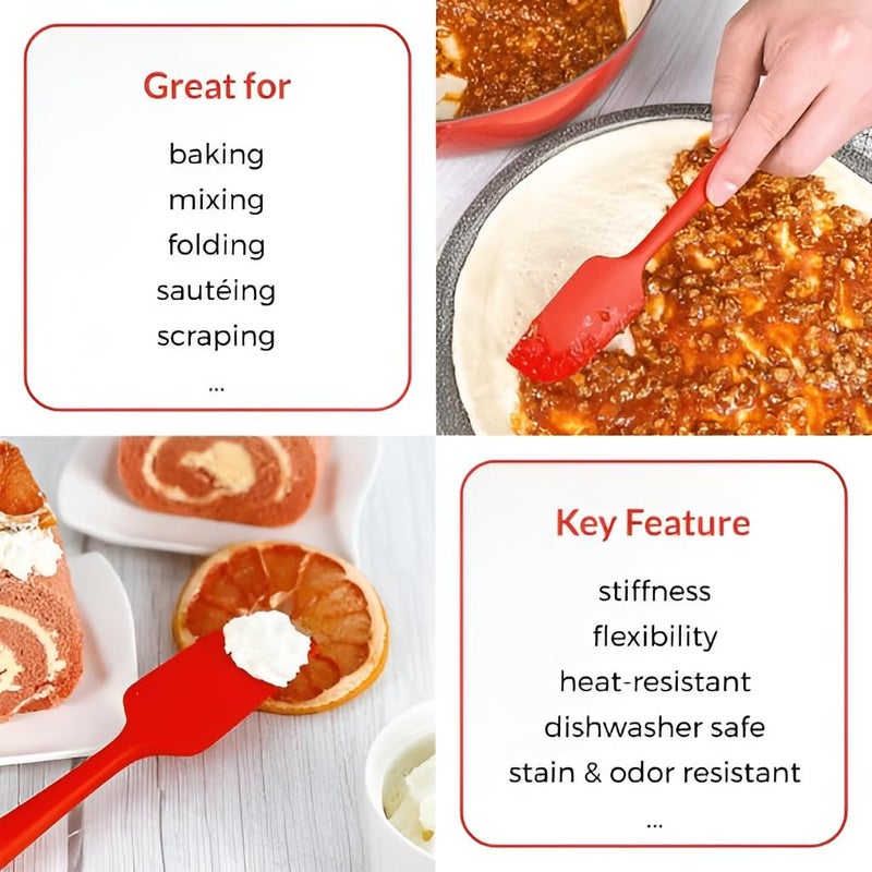 Sugalsu Silicone Jar Spatulas Small Seamless Design Scraper with Stainless Steel Core Heat Resistant and Non Stick Mini Spatula for Jars and Blenders Set of 3 Red - Image 5