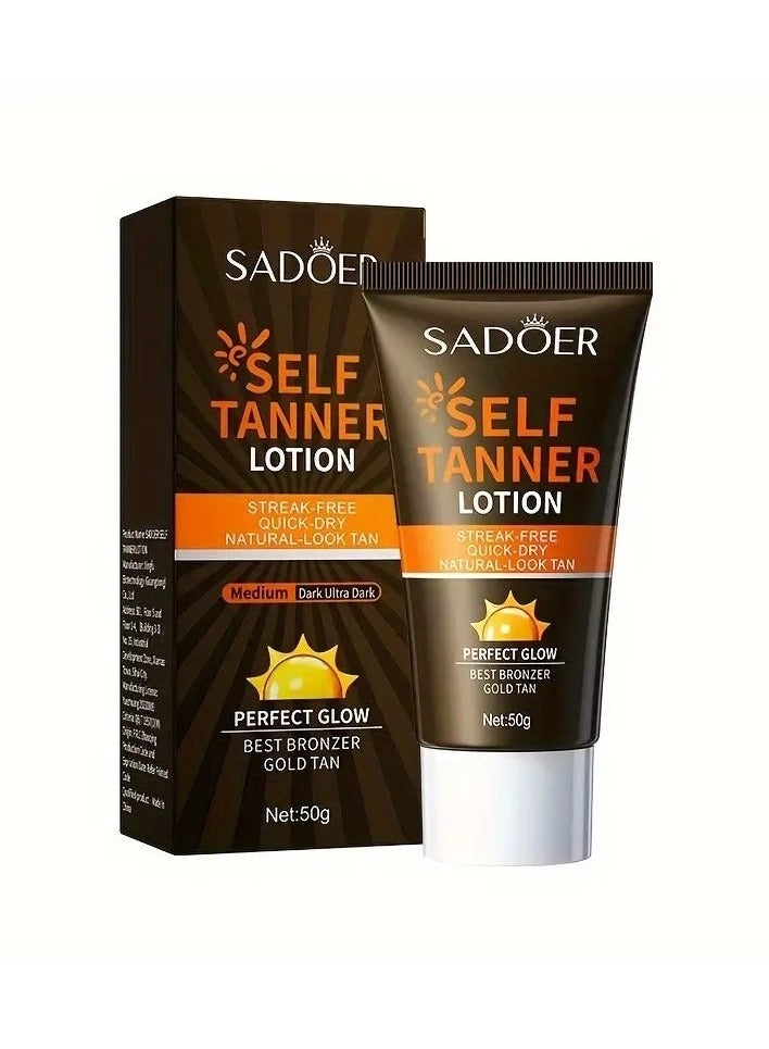SADOER 50g Luxury Antique Bronze Black Cream Self Tanning Lotion - Natural-Looking, Sunless, Moisturizing, and Easy to Apply for Fair to Medium Skin Tone - Suitable for Body and Facial, Paraben-Free, Cruelty-Free, and Vegan-Friendly - Image 2