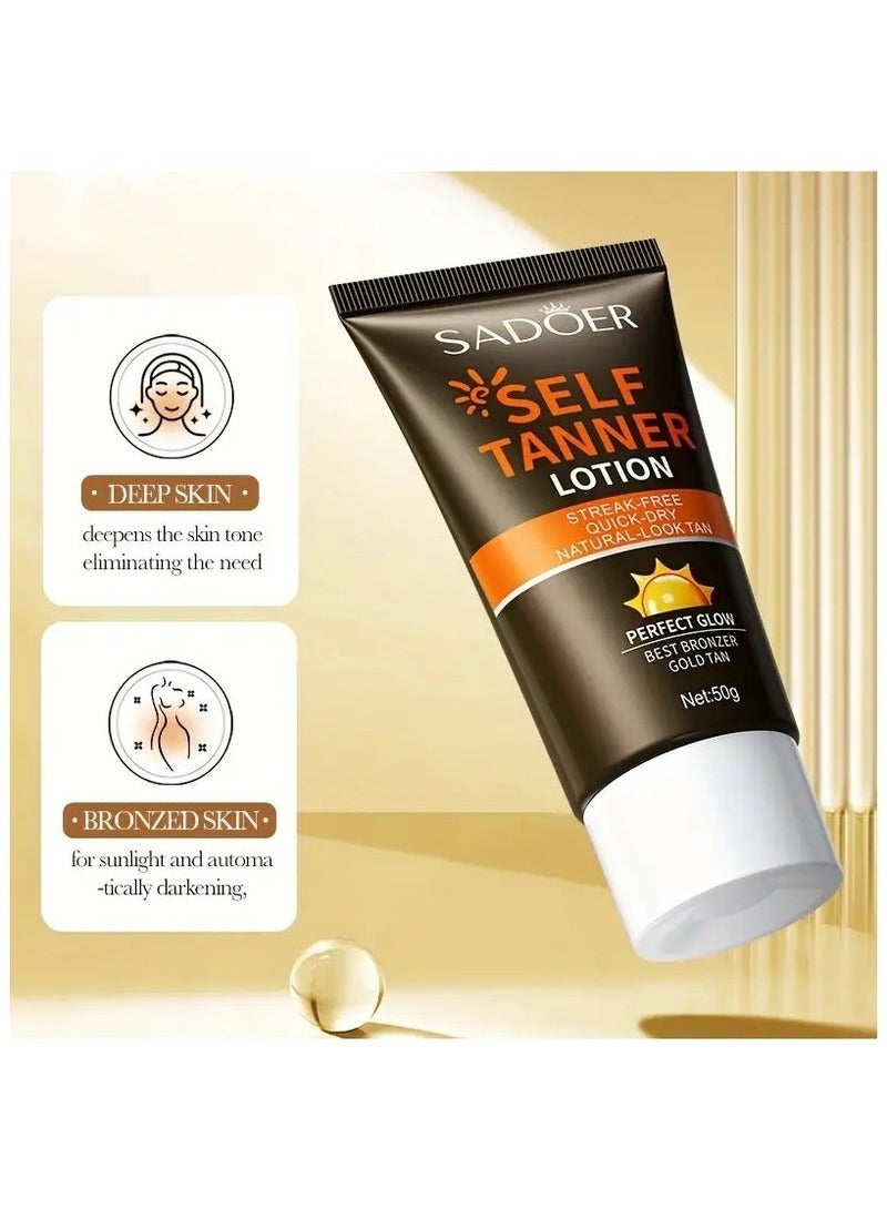 SADOER 50g Luxury Antique Bronze Black Cream Self Tanning Lotion - Natural-Looking, Sunless, Moisturizing, and Easy to Apply for Fair to Medium Skin Tone - Suitable for Body and Facial, Paraben-Free, Cruelty-Free, and Vegan-Friendly - Image 3