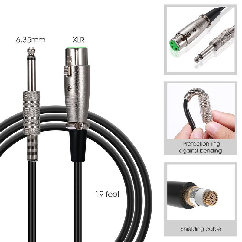 hotec ميكروفون ديناميكي محمول من هوتيك مع كابل XLR قابل للفصل بطول 19 قدم وزر تشغيل/إيقاف (أسود معدني) (H-W07) - Image 3