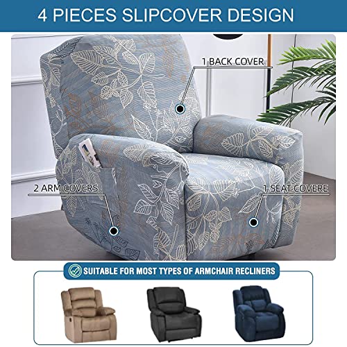 Eco-Ancheng أغطية كراسي الاسترخاء Eco-Ancheng 4 قطع لأغطية كراسي الاسترخاء Lazyboy أغطية أريكة كراسي الاسترخاء أغطية كراسي الاسترخاء غير قابلة للانزلاق مع جيوب تخزين لحماية الأثاث لغرفة المعيشة - Image 4