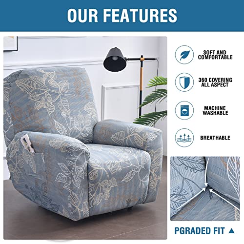 Eco-Ancheng أغطية كراسي الاسترخاء Eco-Ancheng 4 قطع لأغطية كراسي الاسترخاء Lazyboy أغطية أريكة كراسي الاسترخاء أغطية كراسي الاسترخاء غير قابلة للانزلاق مع جيوب تخزين لحماية الأثاث لغرفة المعيشة - Image 3