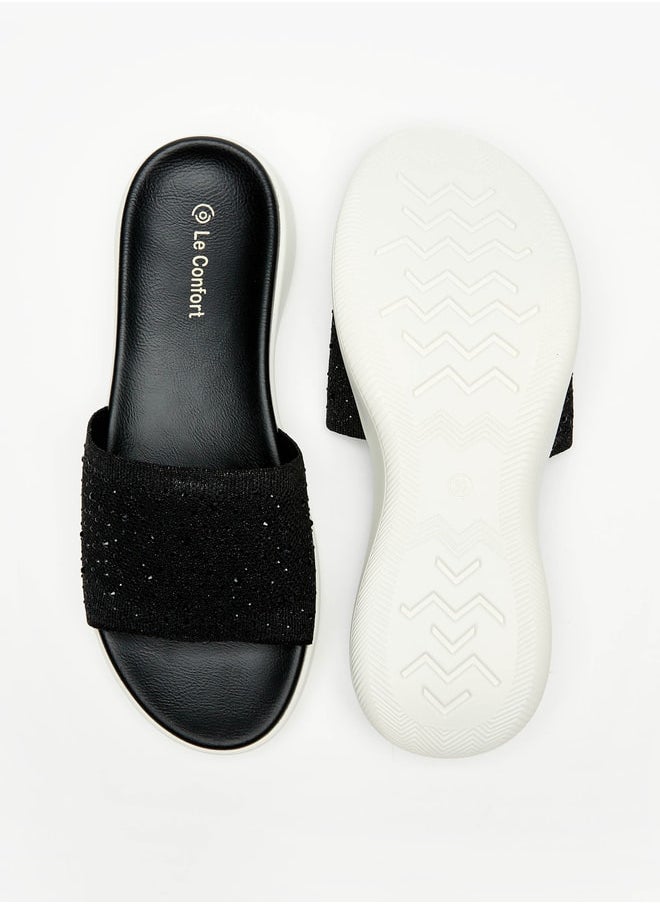 Le Confort - Women's Embellished Slip-On Flatform Sandals - Image 1