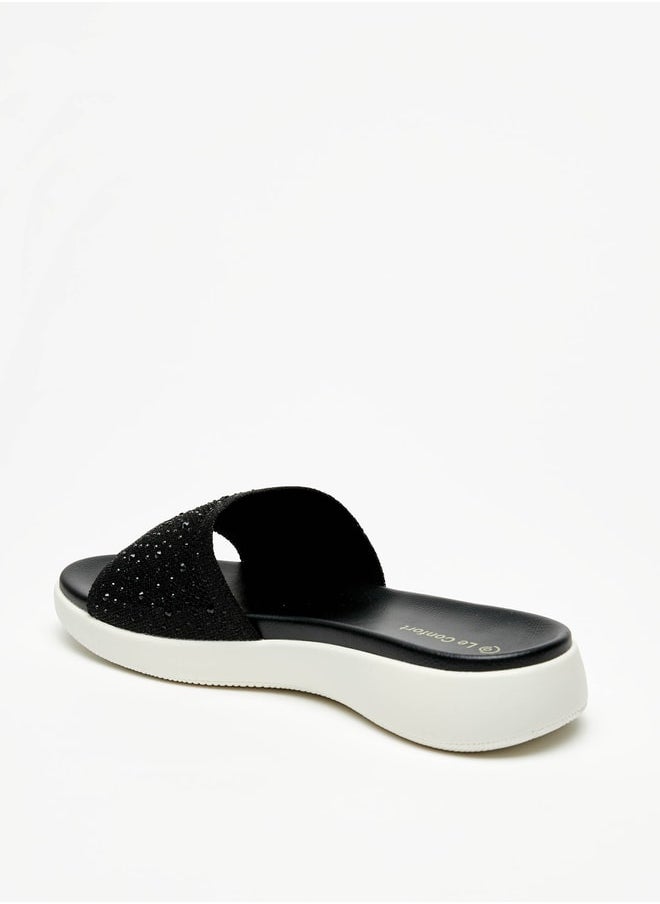 Le Confort - Women's Embellished Slip-On Flatform Sandals - Image 1