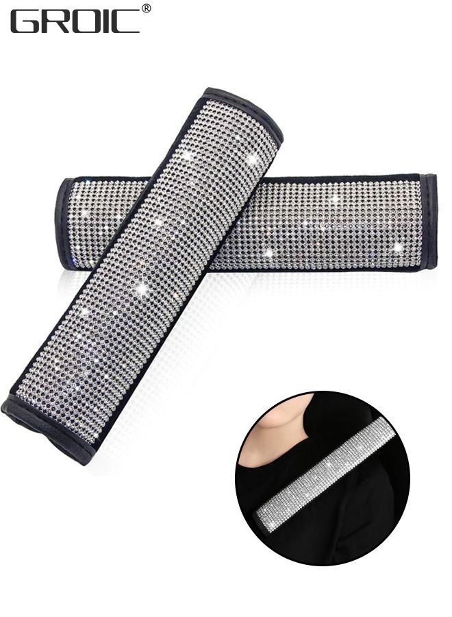 GROIC 2-Pack Seat Belt Shoulder Pad,Microfiber Leather Crystal Diamond Seat Belt Covers, Seat Belt Adjuster for Adults Helps Protect Your Neck and Shoulder,Bling Car Accessories  - Image 1