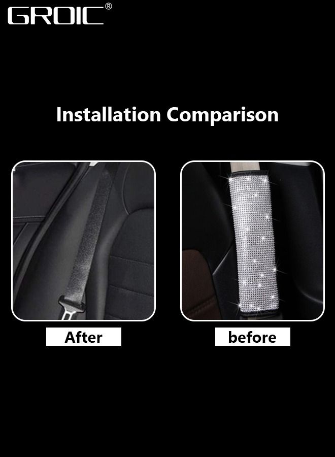 GROIC 2-Pack Seat Belt Shoulder Pad,Microfiber Leather Crystal Diamond Seat Belt Covers, Seat Belt Adjuster for Adults Helps Protect Your Neck and Shoulder,Bling Car Accessories  - Image 4