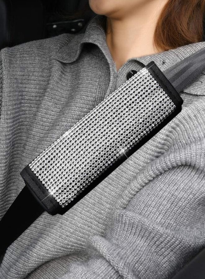 GROIC 2-Pack Seat Belt Shoulder Pad,Microfiber Leather Crystal Diamond Seat Belt Covers, Seat Belt Adjuster for Adults Helps Protect Your Neck and Shoulder,Bling Car Accessories  - Image 3