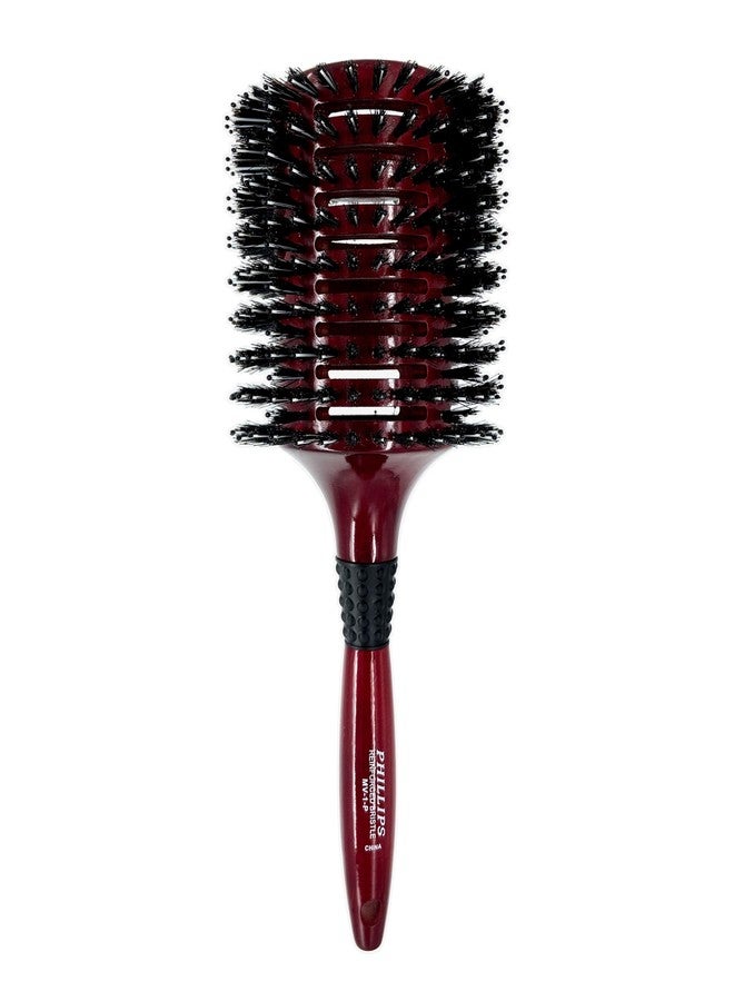 Phillips Brush Monster Vent 1 Poly-Tipped Professional Hair Brush (4.5” Diameter Barrel) - Vented Hairbrush with Nylon Reinforced Boar Hair Bristles, Beech Wood Handle with Rubber Grip - Image 1