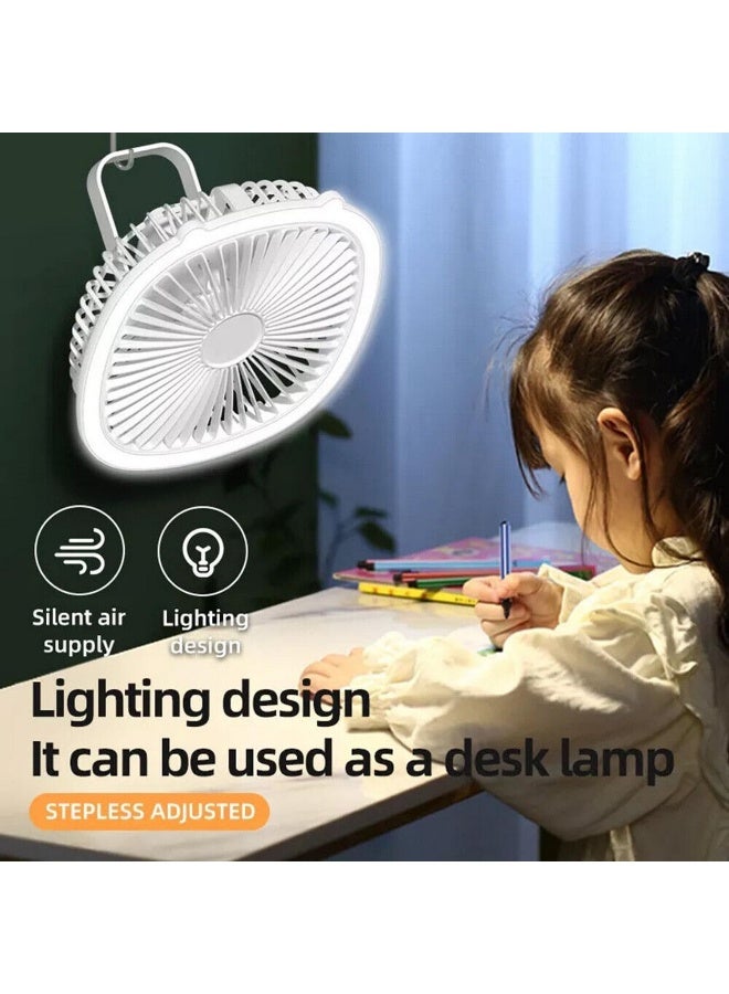 Multicolor Portable Rechargeable Desktop  Fan With Led Light