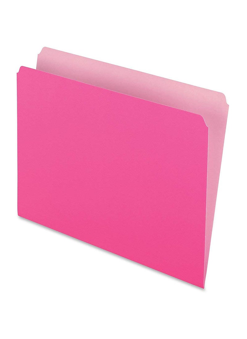 Pendaflex Pendaflex 152PIN Colored File Folders, Straight Cut, Top Tab, Letter, Pink/Light Pink, Box of 100  - Image 1