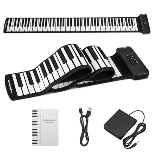 POGOLAB 88 Keys Roll Up Keyboard Piano, Portable Electric Foldable Piano with Sustain Pedal, 14 Songs, 128 Tones, 128 Rhythms, Rechargeable & Dual BT Function, Music Gift for Beginners - Image 1