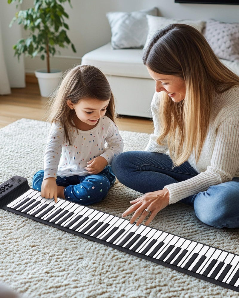 POGOLAB 88 Keys Roll Up Keyboard Piano, Portable Electric Foldable Piano with Sustain Pedal, 14 Songs, 128 Tones, 128 Rhythms, Rechargeable & Dual BT Function, Music Gift for Beginners - Image 2