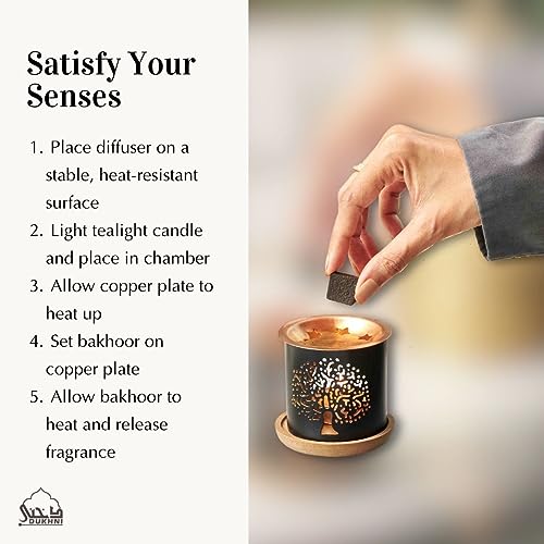 Dukhni Oud Al Mukhtar, Madhmoon, Awatef Bakhoor - 3 Trays x 9 Pieces Each & Rainbow Exotic Burner | Perfect for Prayer & Meditation. Great Gift - Image 4