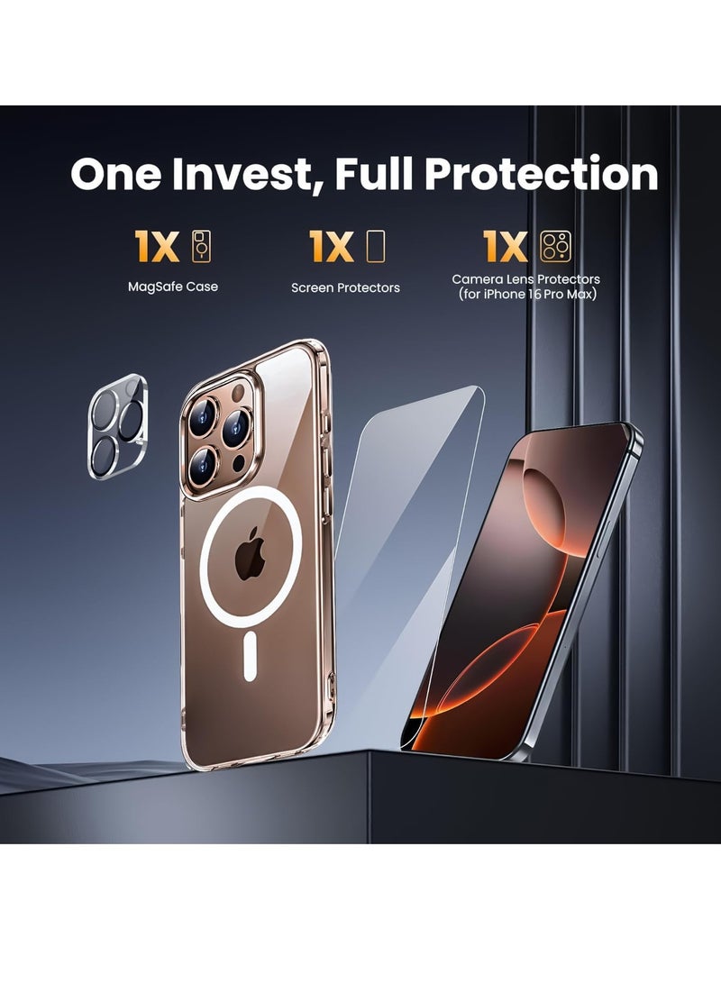 ELTRAZONE iPhone 16 Pro Max Case – Crystal Clear Magnetic Case with Screen Protector & Camera Cover, Compatible with MagSafe, Shockproof Slim Silicone TPU Bumper & Hard PC Cover - Image 2