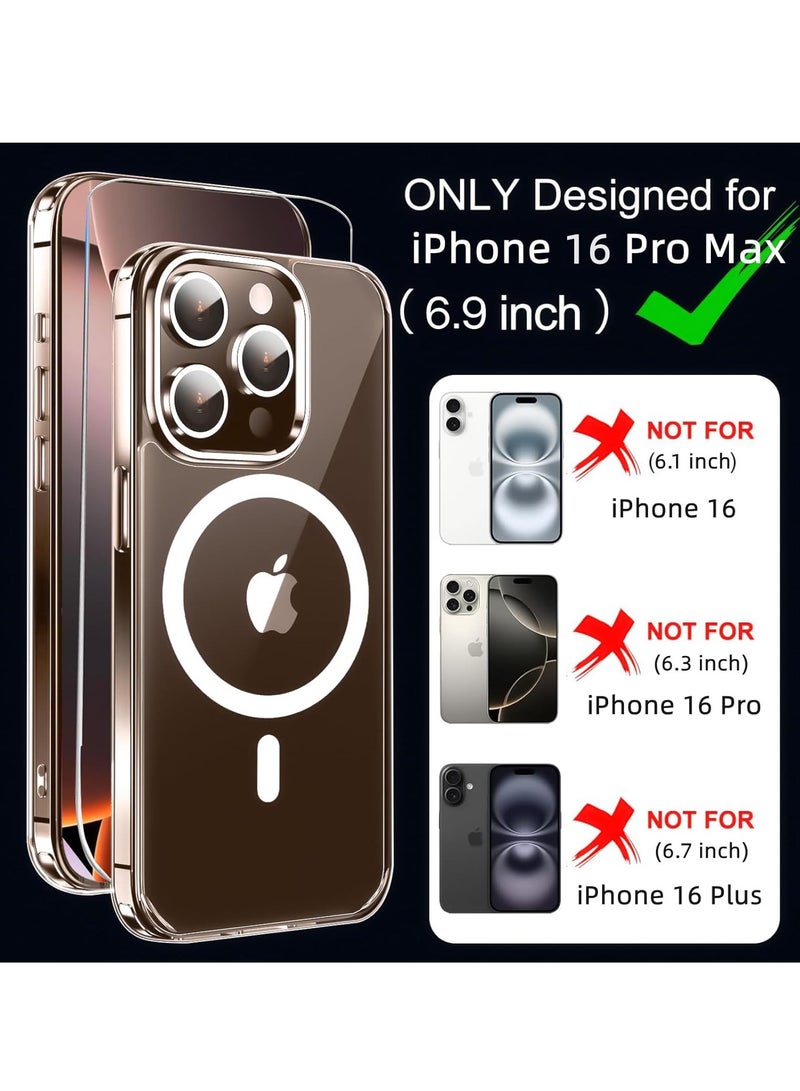 ELTRAZONE iPhone 16 Pro Max Case – Crystal Clear Magnetic Case with Screen Protector & Camera Cover, Compatible with MagSafe, Shockproof Slim Silicone TPU Bumper & Hard PC Cover - Image 3