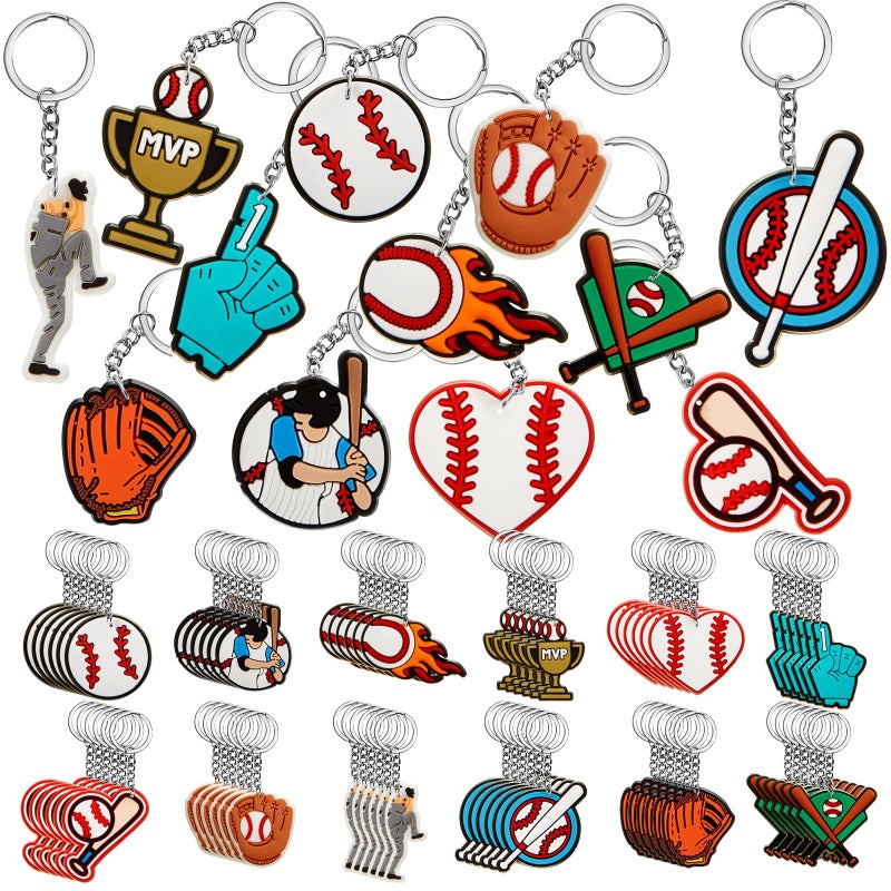 Batiyeer 36 Pack Baseball Keychains Bulk Baseball Party Favors Sports Valentines Key Chains Funny Ball Keyring for Women Men Sport Team Players Birthday Party Bag Gift Fillers - Image 1