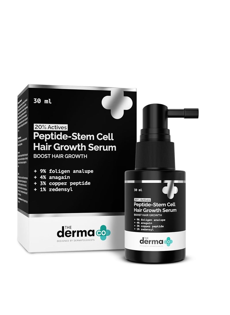 THE derma Co - Hair Growth Serum 20 Percent Actives Peptide Stem Cell 30ml With 9 Percent Foligen Analupe 4 Percent Anagain 3 Percent Copper Peptide 1 Percent Redensy For Hair Growth Reduces Hair Fall 30ML - Image 1