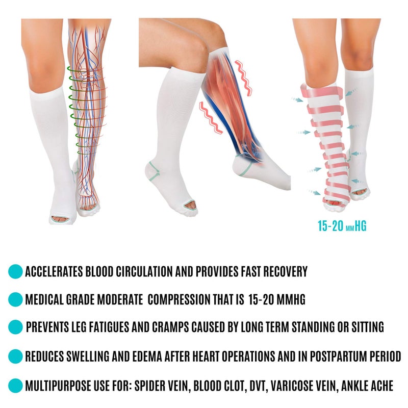invera Anti Embolism Compression Stockings, Knee High Unisex Ted Hose Socks 15-20 mmHg Moderate Level (L) - Image 5