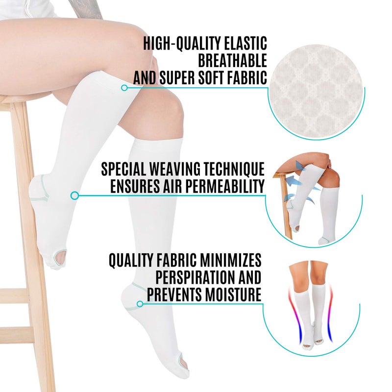 invera Anti Embolism Compression Stockings, Knee High Unisex Ted Hose Socks 15-20 mmHg Moderate Level (L) - Image 4