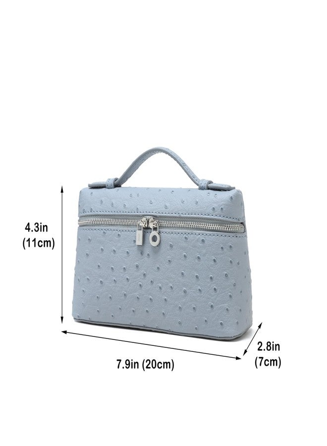 Rejolly Crossbody Bag for Women Small Top-Handle Pouch Purse Shoulder Handbag Synthetic Ostrich Leather Light Blue (Silver Hardware) - Image 4