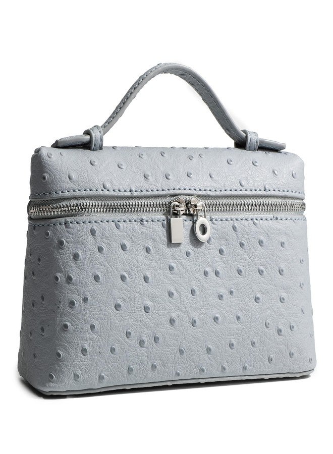 Rejolly Crossbody Bag for Women Small Top-Handle Pouch Purse Shoulder Handbag Synthetic Ostrich Leather Light Blue (Silver Hardware) - Image 1