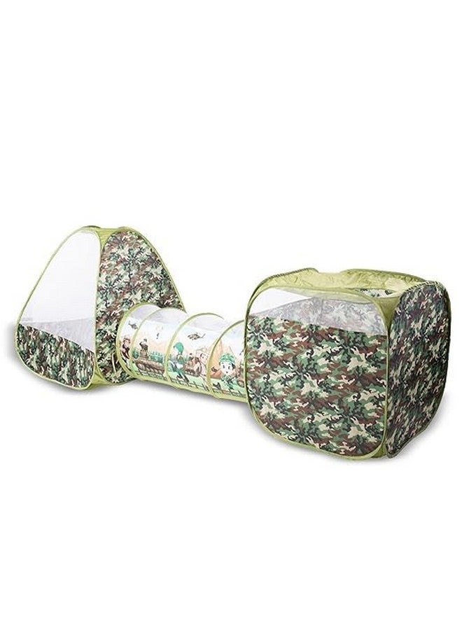 بيبي جو نفق بيبي جو للأطفال، مسبح كرات عسكري 3 في 1، مناسب للأطفال من عمر 1 إلى 5 سنوات، للبنات | أولاد وبنات، خيمة قابلة للطي، بيت كرات، ألعاب أنشطة للأطفال - الكرات غير متضمنة | نفق عسكري، أخضر، عدد 1 - Image 2