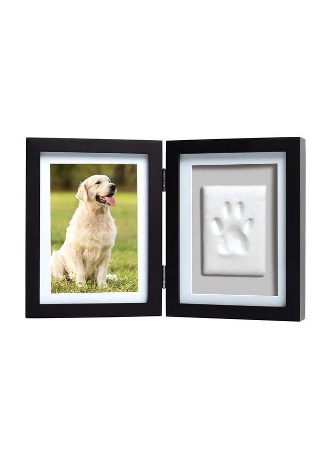 Pet Paw Print Photo Frame With Clay Imprint Kit - Wooden Pet Paw Print Frame, DIY Memorial Keepsake for Cats and Dogs, No Mess Clay for Perfect Pawprints, Ideal Home Decor and Gift, Black - Image 1