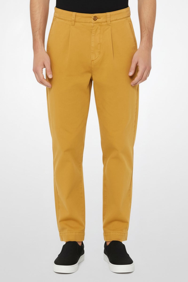GANT Men Regular Fit Solid Chino Pants, Brown - Image 1