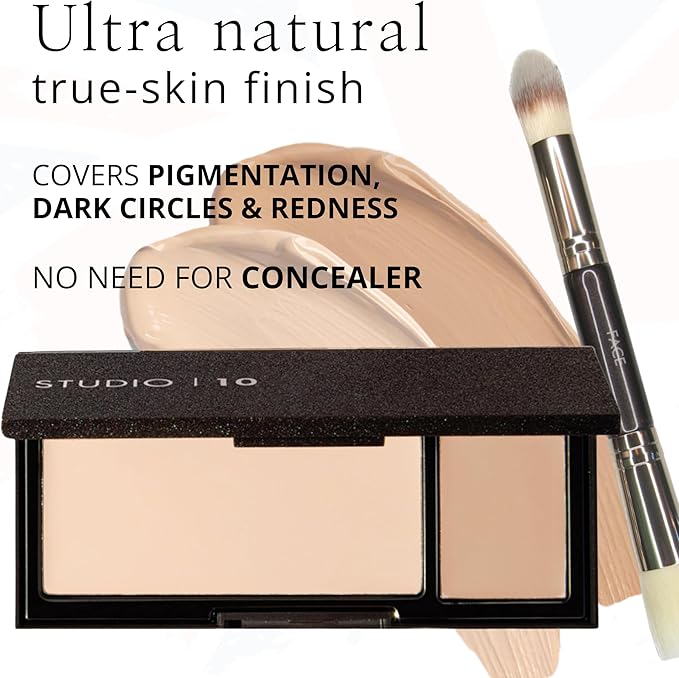 Studio 10 Perfect Canvas Medium to Full Coverage Foundation Compact Light Shade Dewy Serum Foundation Cream for Mature Skin with SPF30 - Image 5