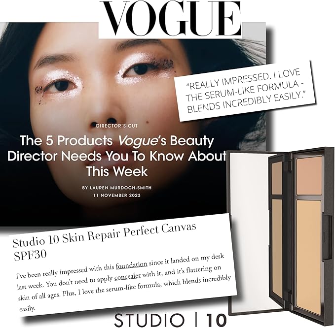 Studio 10 Perfect Canvas Medium to Full Coverage Foundation Compact Light Shade Dewy Serum Foundation Cream for Mature Skin with SPF30 - Image 4