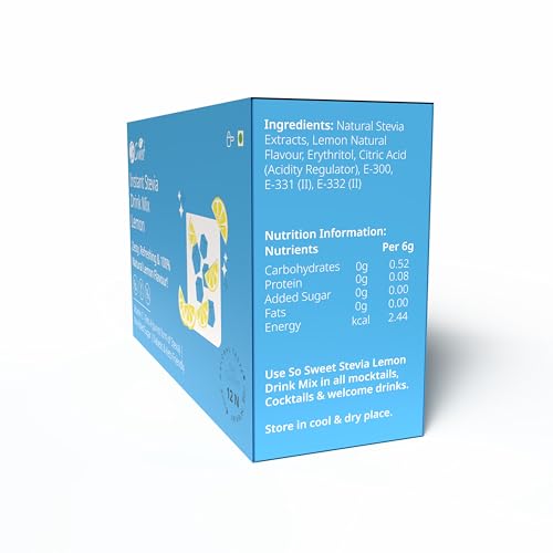 So Sweet Stevia Lemon Instant Drink Mix Sugar Free | Zero Calories| Enrich with Vitamin C | 12 Sachets - Image 4