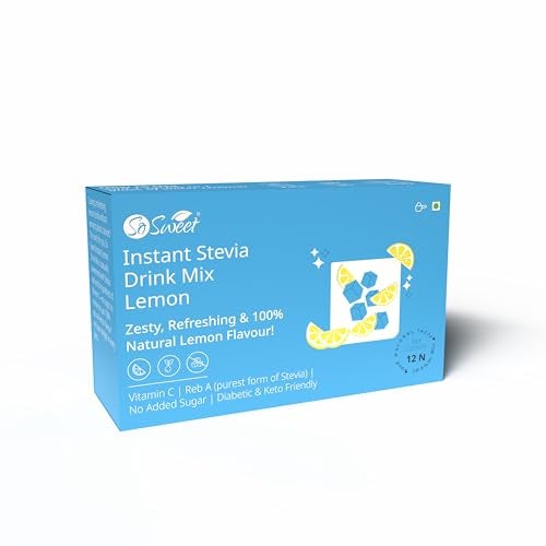 So Sweet Stevia Lemon Instant Drink Mix Sugar Free | Zero Calories| Enrich with Vitamin C | 12 Sachets - Image 1