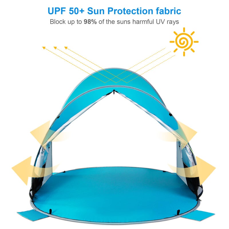 WolfWise UPF 50+ Easy Pop Up 3 Person Beach Tent Sport Umbrella Instant Sun Shelter Tent Sun Shade Canopy - Image 4